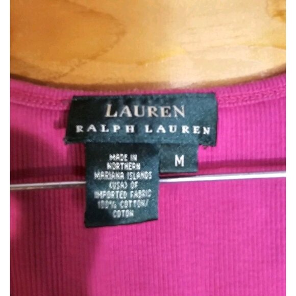 LAUREN RALPH LAUREN Womens Size Medium Pink COTTON RIBBED KNIT -TANK TOP - Picture 5 of 9